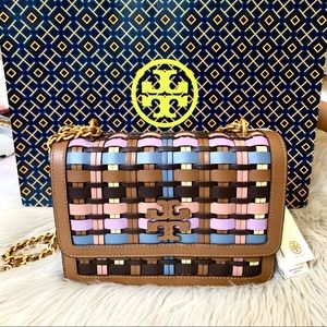 Tory Burch Britten Woven Small Adjustable Shoulder Bag